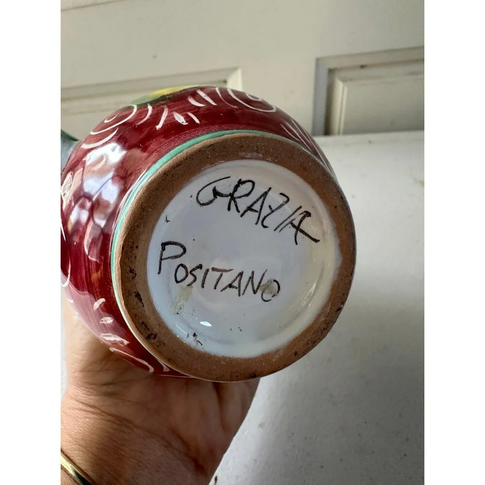 Grazia Positano Hand Painted Handmade Olive Oil Ceramic Pottery Bottle 16cm 6
